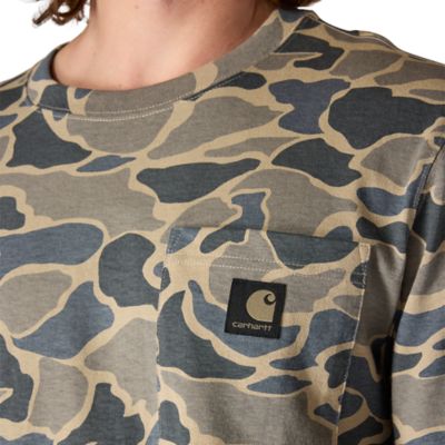 Image showing 4 th Carhartt Men's Relaxed Fit Heavyweight Long-Sleeve Pocket Camo Logo Graphic T-Shirt