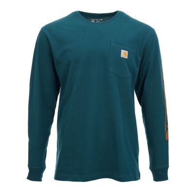 Image showing  Men's Loose Fit Heavyweight Crew Neck Long-Sleeve Logo Graphic T-Shirt