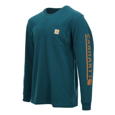 Image showing 1 th Carhartt Men's Loose Fit Heavyweight Crew Neck Long-Sleeve Logo Graphic T-Shirt