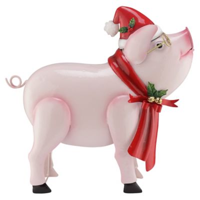 Image showing  18.9 in. Metal Christmas Pig Statue