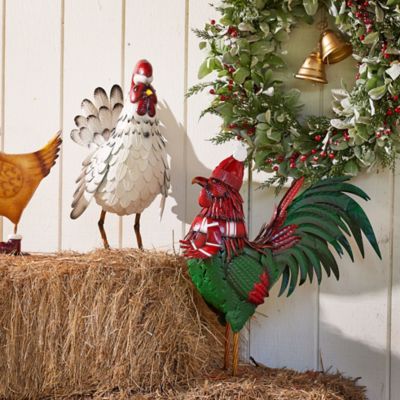 Image showing  23.5 in. Metal Christmas Rooster Statue