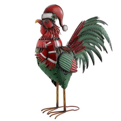 Image showing  23.5 in. Metal Christmas Rooster Statue