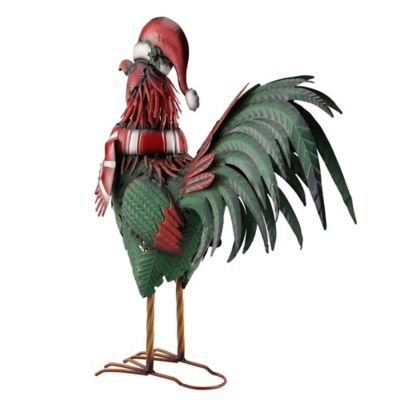 Image showing  23.5 in. Metal Christmas Rooster Statue