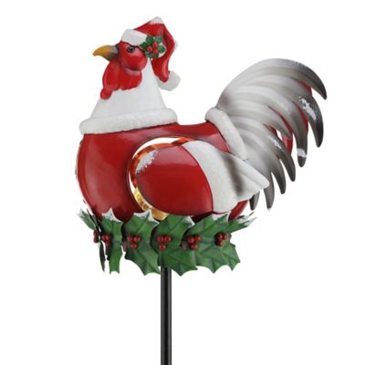 Image showing  26 in. Santa Chicken Solar Yard Stake