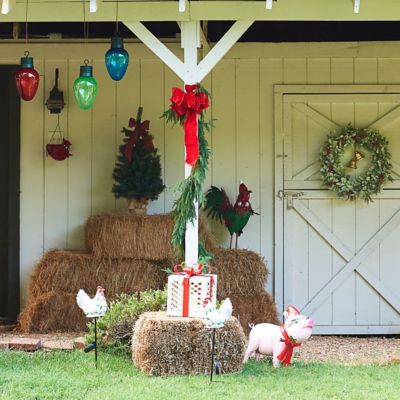Image showing  26 in. Light-Up Chicken Solar Christmas Yard Stake