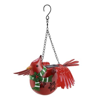 Image showing  12.25 in. Solar-Powered Outdoor Metal Bird Hanging Light