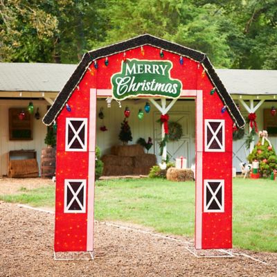 Image showing  8 ft. LED Tinsel Christmas Arch Sculpture