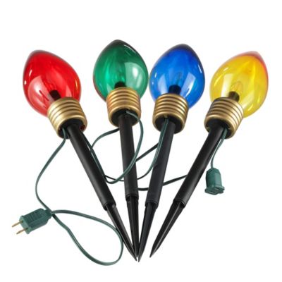 Image showing  18.5 in. 4-Light Indoor/Outdoor UL LED C7 Bulb Light Stakes