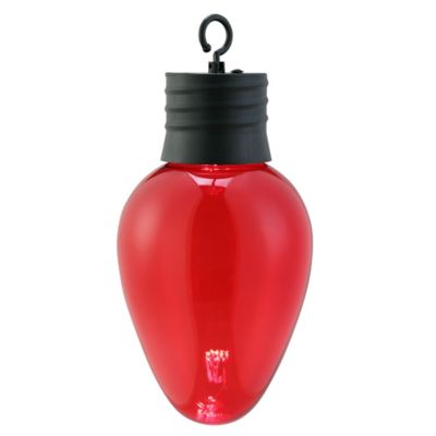 Image showing  13.75 in. Indoor B/O C7 Christmas Light Bulb Hanging Decor, Red