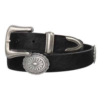 Image showing  Women's 32mm Hair on leather belt with conchos and 3 piece buckle set