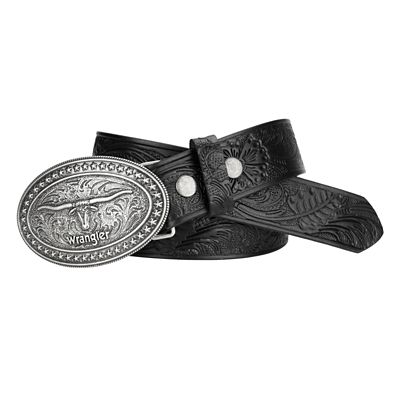 Wrangler Men's longhorn Trophy Buckle Belt with Interchangeable Snaps