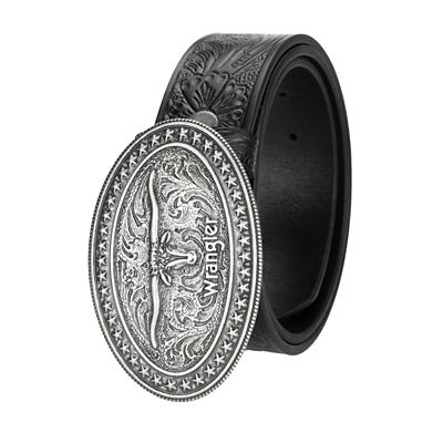 Image showing  Men's longhorn Trophy Buckle Belt with Interchangeable Snaps