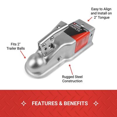 Image showing  2 in. Ball Straight Coupler with 3 in. Channel, 5,000 lb.