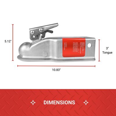 Image showing  2 in. Ball Straight Coupler with 3 in. Channel, 5,000 lb.
