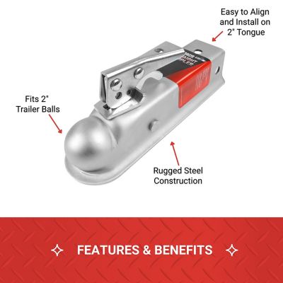 Image showing  2 in. Ball Straight Coupler with 2 in. Channel, 3,500 lb.