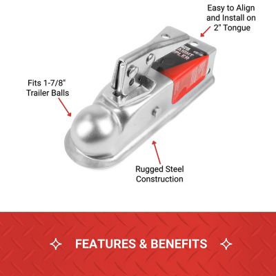 Image showing  1-7/8 in. Ball Straight Coupler with 2 in. Channel, 2,000 lb.