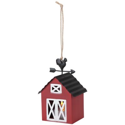 Image showing  Light-Up Metal Barn Christmas Ornament, 3.5 in.
