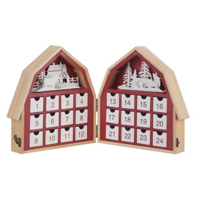 Image showing  12 in. Wooden Barn Advent Calendar