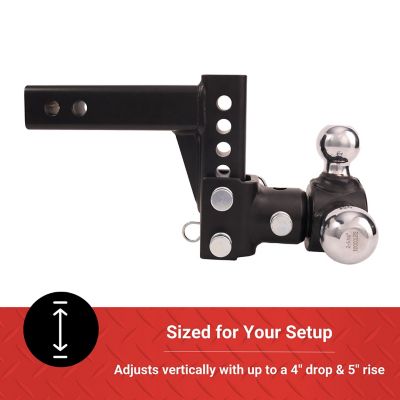 Image showing 6 th Tractor Supply 2 in. Adjustable Tri-Ball Hitch Mount, 1-7/8 in., 2 in. & 2-5/16 in. Balls, 4 in. Drop, 10K lb. Capacity, 2298304