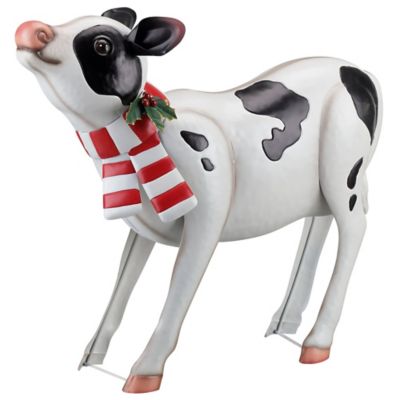 Image showing  21 in. Metal Christmas Cow Statue