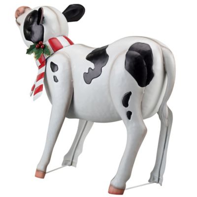 Image showing  21 in. Metal Christmas Cow Statue