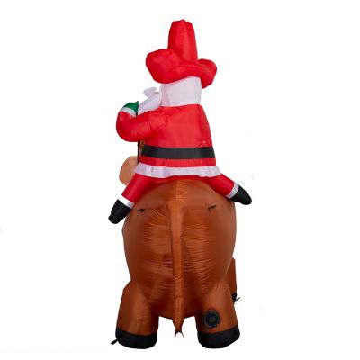 Image showing  6.5 ft. Airblown Cowboy Santa On A Bull