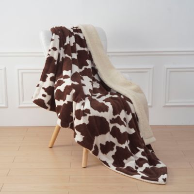 Image showing  Sherpa Cow Pattern Throw Blanket, 50 in. x 70 in.