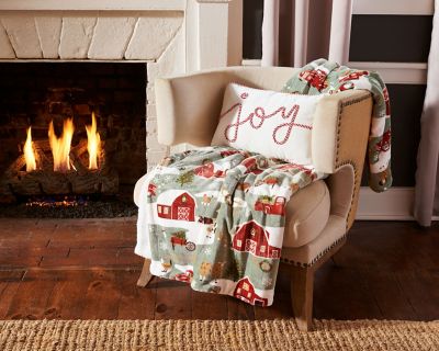 Image showing  Joy Embroidered Christmas Pillow, 12 in. x 20 in., White
