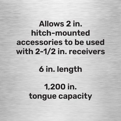 Image showing  Reducer Sleeve Receiver Adapter, Converts 2-1/2 in. to 2 in., Matte Black