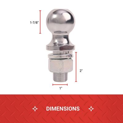 Image showing  1-7/8 in. Class II Hitch Ball, 1 in. x 2 in. Shank, 3,500 lb. Capacity, Chrome