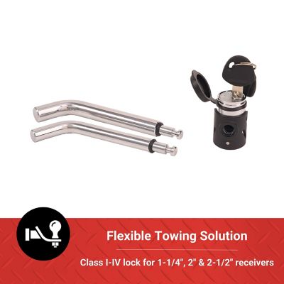 Image showing  1-1/4 in. to 2-1/2 in. Dual Bent Pin Receiver Lock, 1/2 in. and 5/8 in. Pin Diameter, Chrome