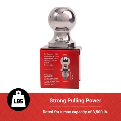 Image showing  1-7/8 in. Class II Hitch Ball, 3/4 in. x 1-1/2 in. Shank, 3,500 lb. Capacity, Chrome