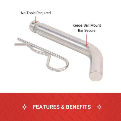 Image showing  Ball Mount Pin and Clip for 2-1/2 in. Receivers, 5/8 in., Zinc