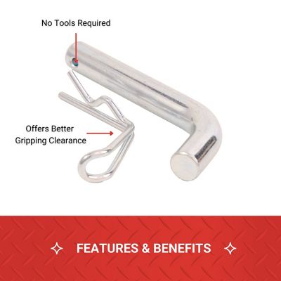 Image showing  Ball Mount Pin and Ergonomic Clip for 2 in. Receivers, 5/8 in., Zinc