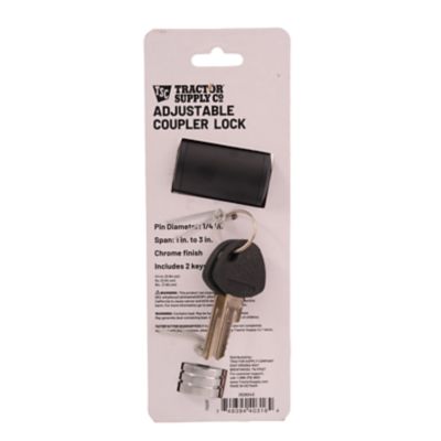 Image showing 7 th Tractor Supply 1/4 in. Pin Adjustable Coupler Lock, 1 in. to 3 in., Chrome