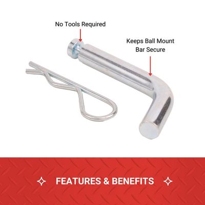 Image showing  Ball Mount Pin and Clip for 1-1/4 in. Receivers, 1/2 in., Zinc