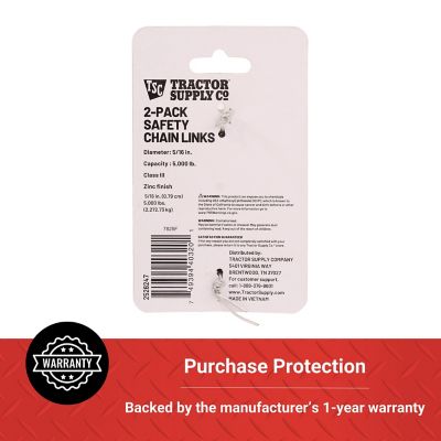 Image showing 5 th Tractor Supply Towing Safety Chain Links, 5/16 in., Zinc, 2-Pack