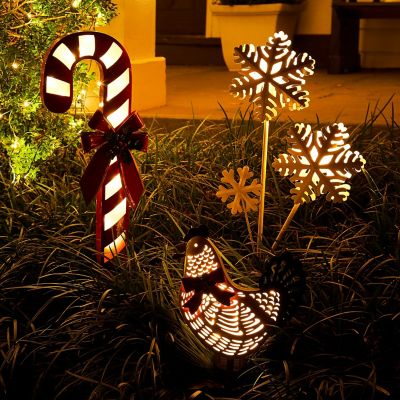 Image showing  36 in. Candy Cane Pathway Solar Christmas Yard Stake