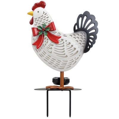 Image showing  18 in. Chicken Solar Christmas Yard Stake