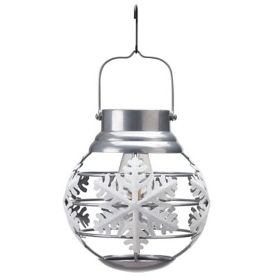 Image showing  12.2 in. Solar-Powered Snowflake Lantern, Silver