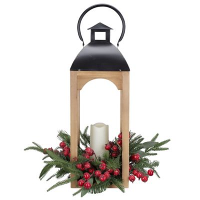 Image showing  23.6 in. Wooden Christmas Lantern