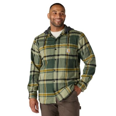 Carhartt Men's Hamilton Rugged Flex Relaxed Fit Flannel Fleece Lined Hooded Shirt Jacket