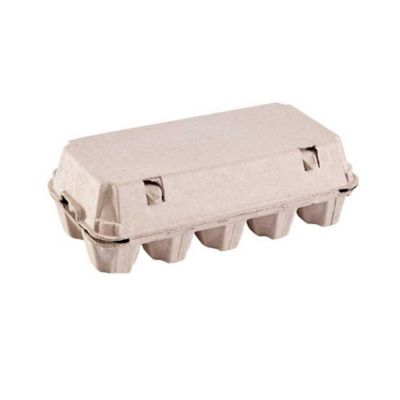 Image showing  25 pk. Natural Pulp, Flat Top Blank Egg Cartons for 10 Chicken Eggs