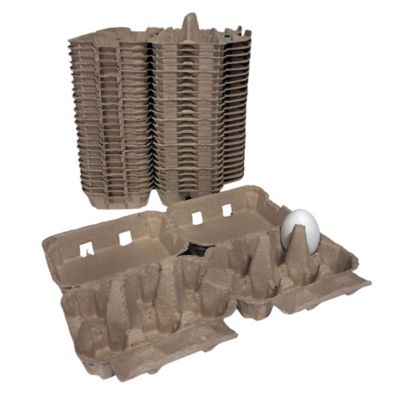 Image showing  25 pk. Natural Pulp, Flat Top Blank Egg Cartons for 12 Chicken Eggs (2x6)