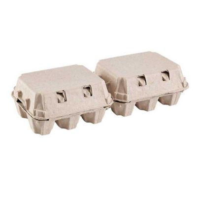 Image showing  100 pk. Natural Pulp, Flat Top Blank Egg Cartons for 12 Chicken Eggs (2x6)