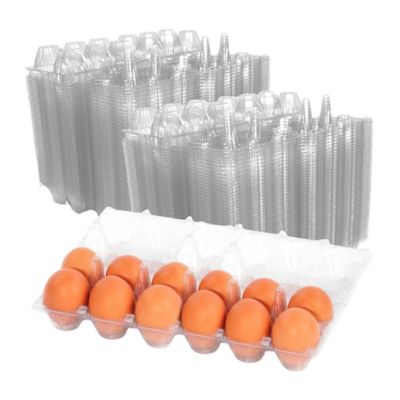 Image showing  100 pk. Plastic Egg Carton for 12 Chicken Eggs
