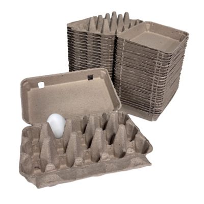 Image showing  25 pk. Natural Pulp, Flat Top Blank Egg Cartons for 15 Chicken Eggs