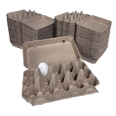Image showing  50 pk. Natural Pulp, Flat Top Blank Egg Cartons for 15 Chicken Eggs