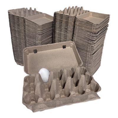 Image showing  100 pk. Natural Pulp, Flat Top Blank Egg Cartons for 15 Chicken Eggs