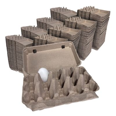 Image showing  500 pk. Natural Pulp, Flat Top Blank Egg Cartons for 15 Chicken Eggs